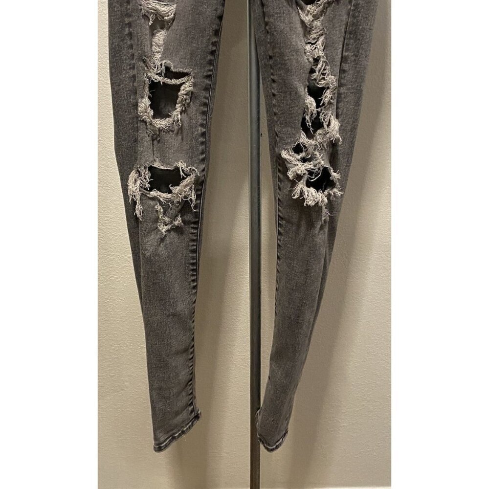 American Eagle Jrs/Womens 24X28 Jeans Next Level Stretch Regular Distressed - Picture 3 of 10